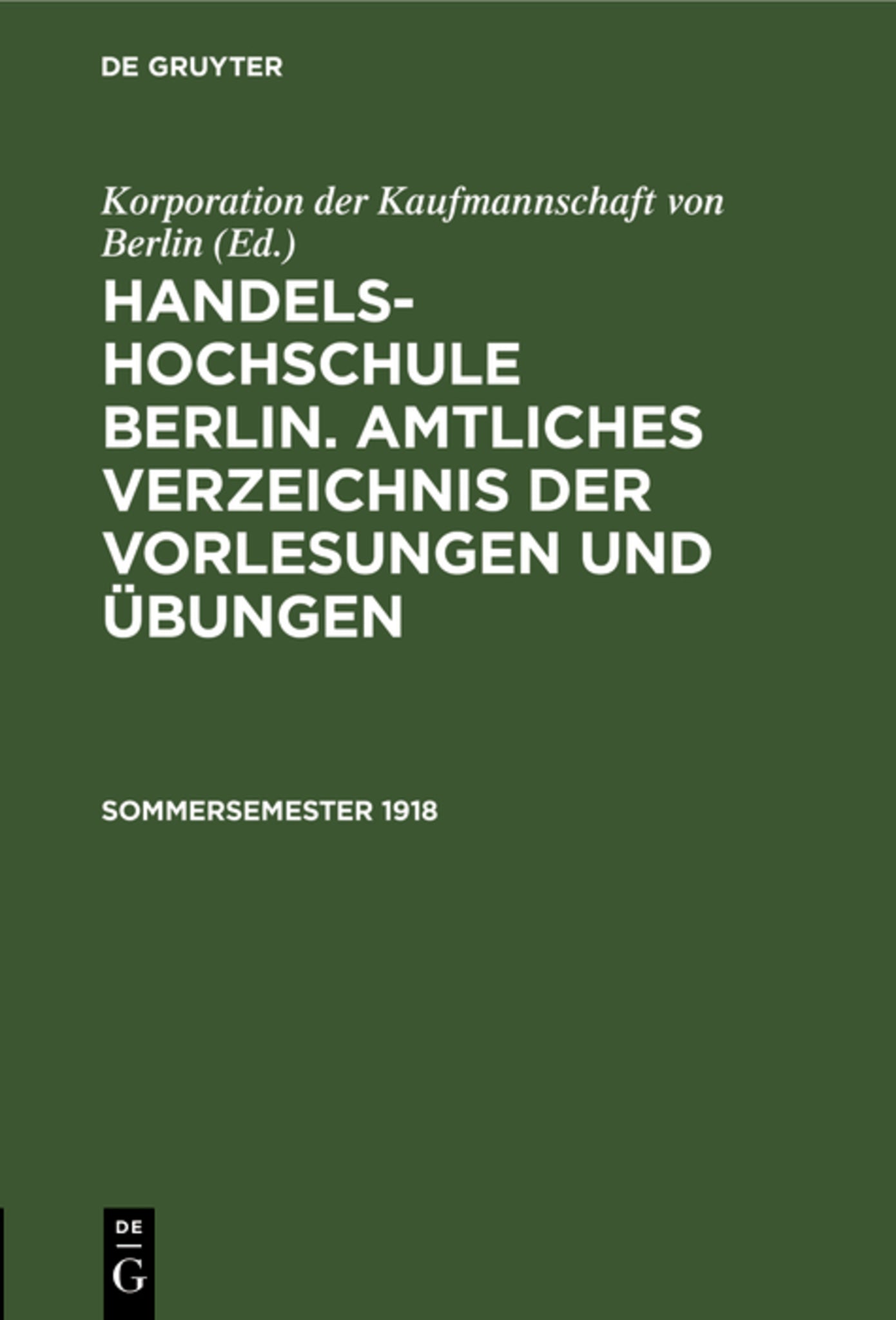 Sommersemester 1918