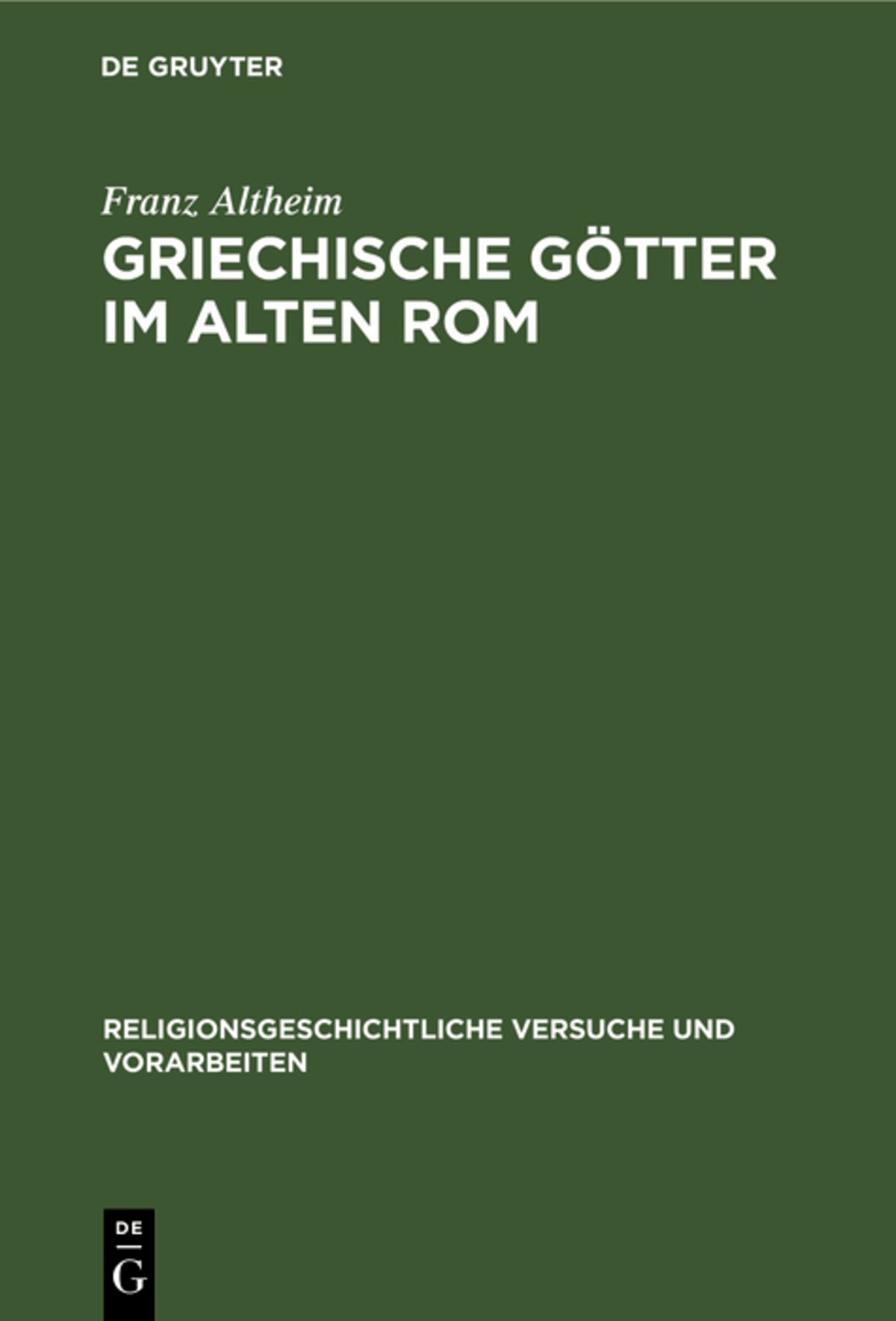 Cover image for Griechische Götter im alten Rom ISBN 9783111015989