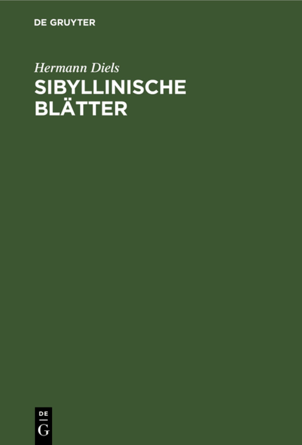 Cover image for Sibyllinische Blätter ISBN 9783111091938