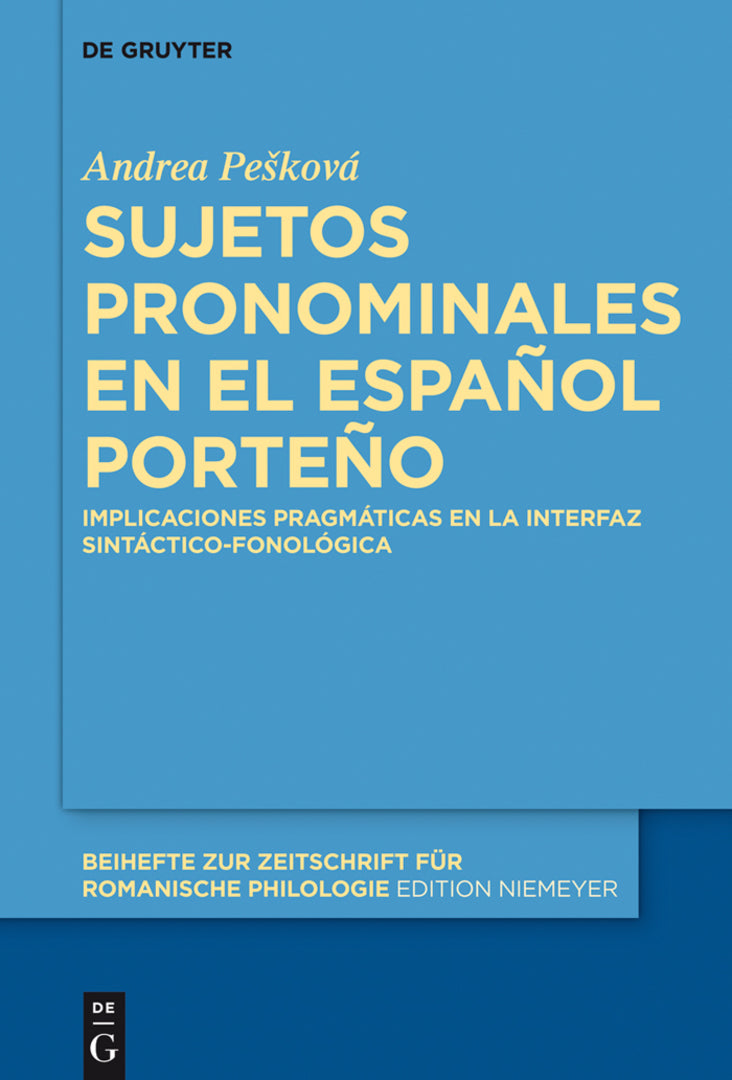 Cover image for Sujetos pronominales en el español porteño ISBN 9783110415759