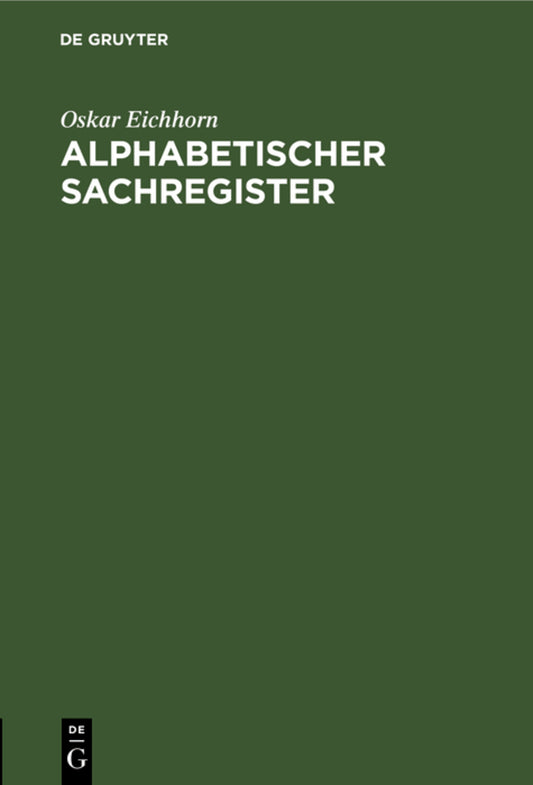 Alphabetischer Sachregister