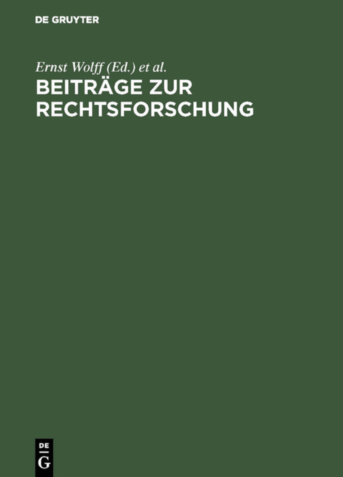 Beiträge zur Rechtsforschung