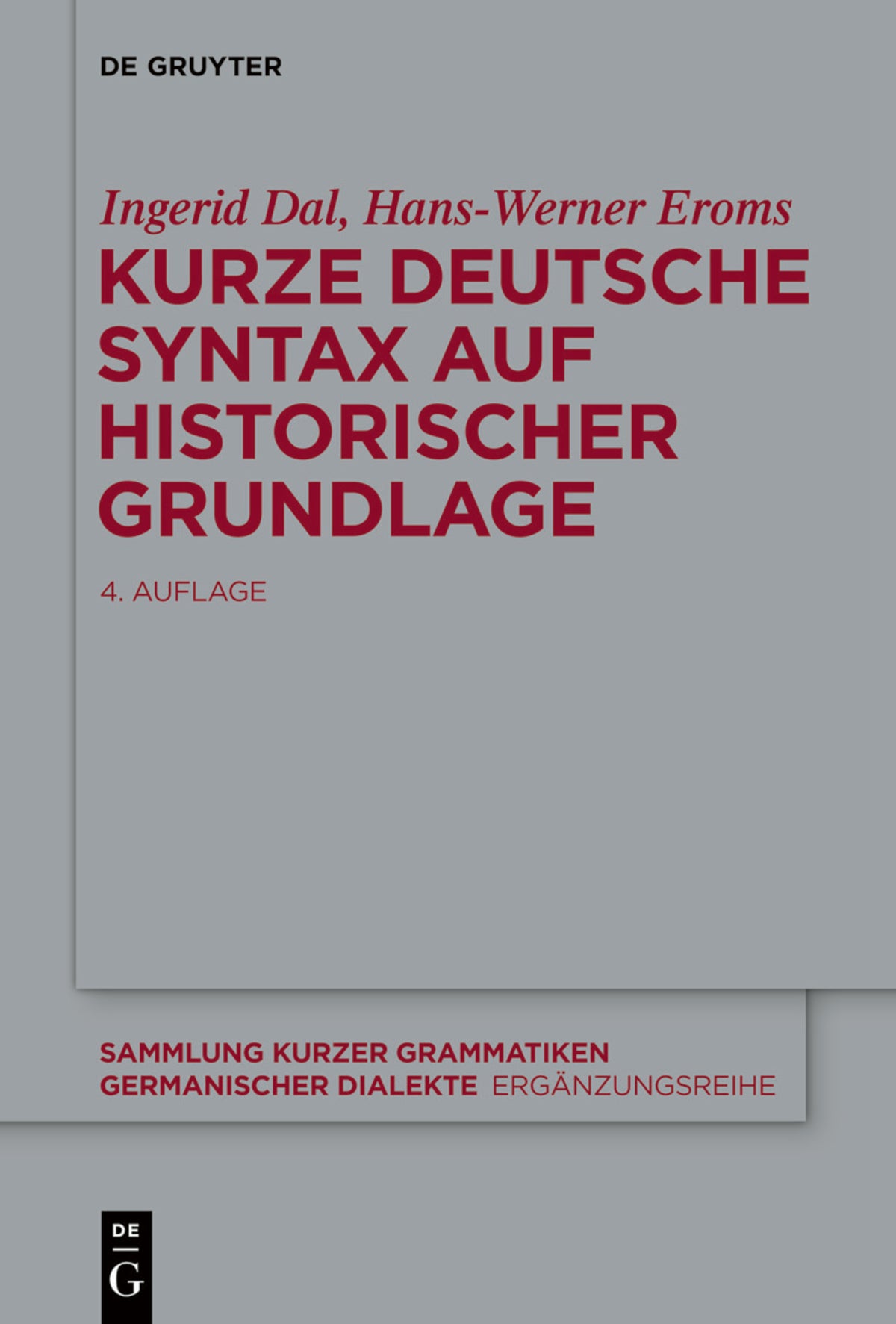 Cover image for Kurze deutsche Syntax auf historischer Grundlage ISBN 9783110334982