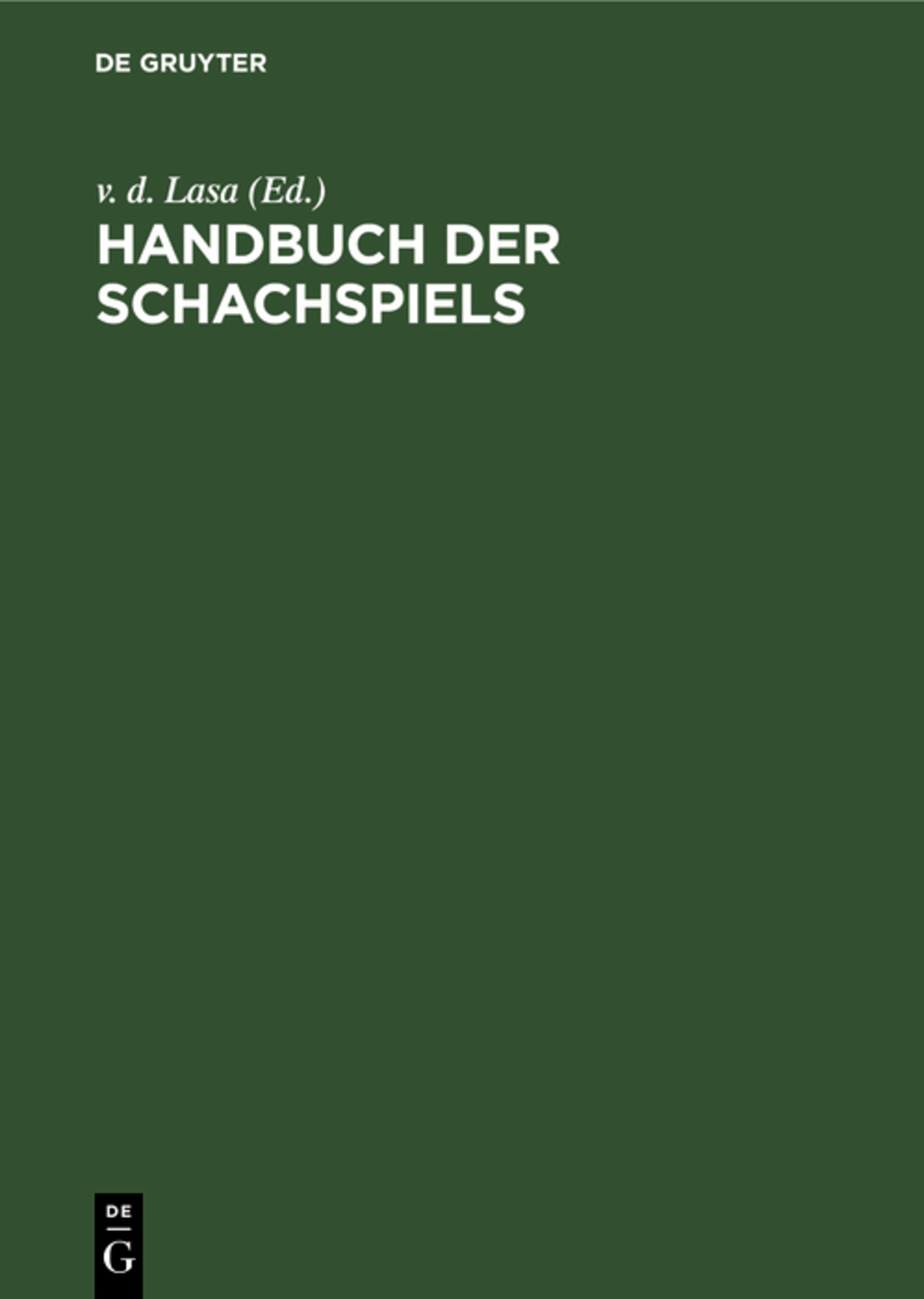 Cover image for Handbuch der Schachspiels ISBN 9783112361719