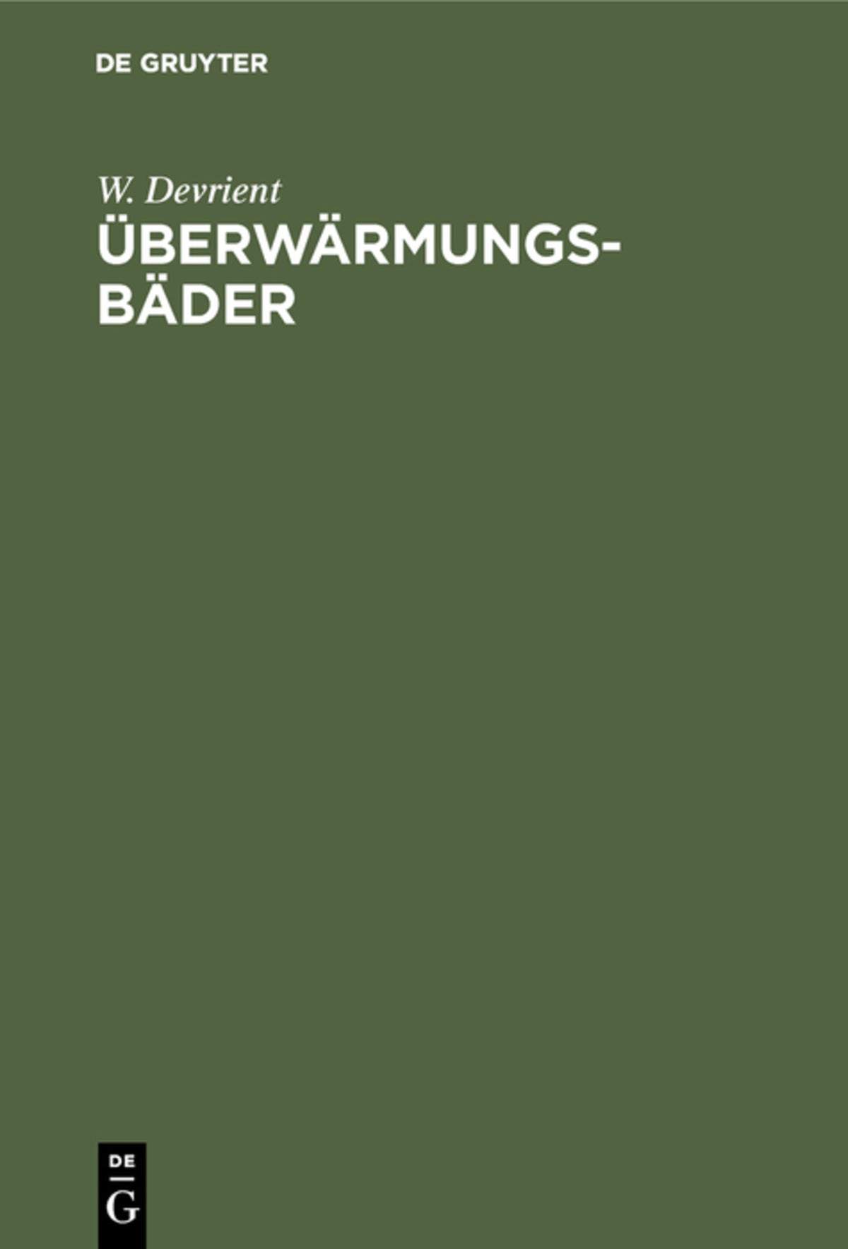 Cover image for Überwärmungsbäder ISBN 9783110053593