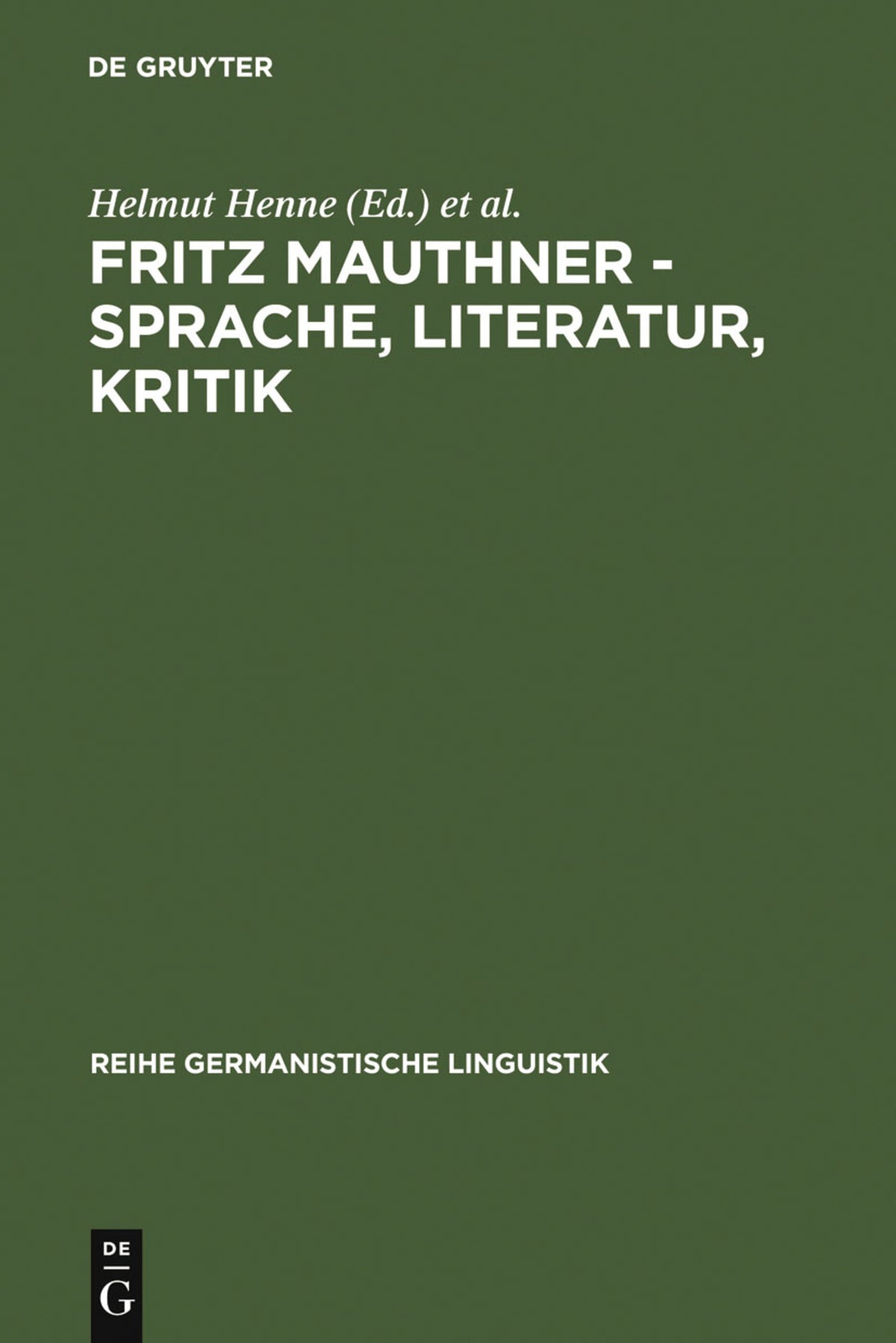 Cover image for Fritz Mauthner - Sprache, Literatur, Kritik ISBN 9783484312241