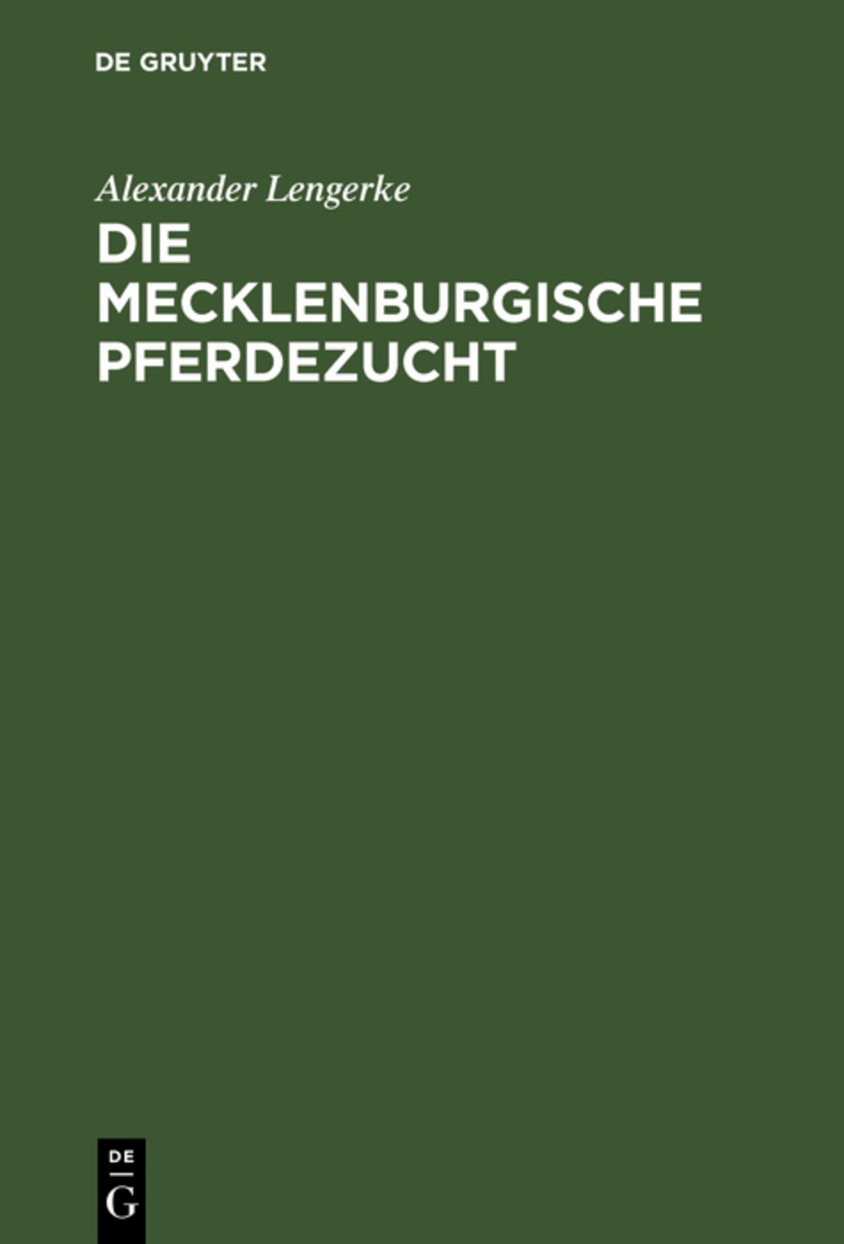 Cover image for Die mecklenburgische Pferdezucht ISBN 9783111133805
