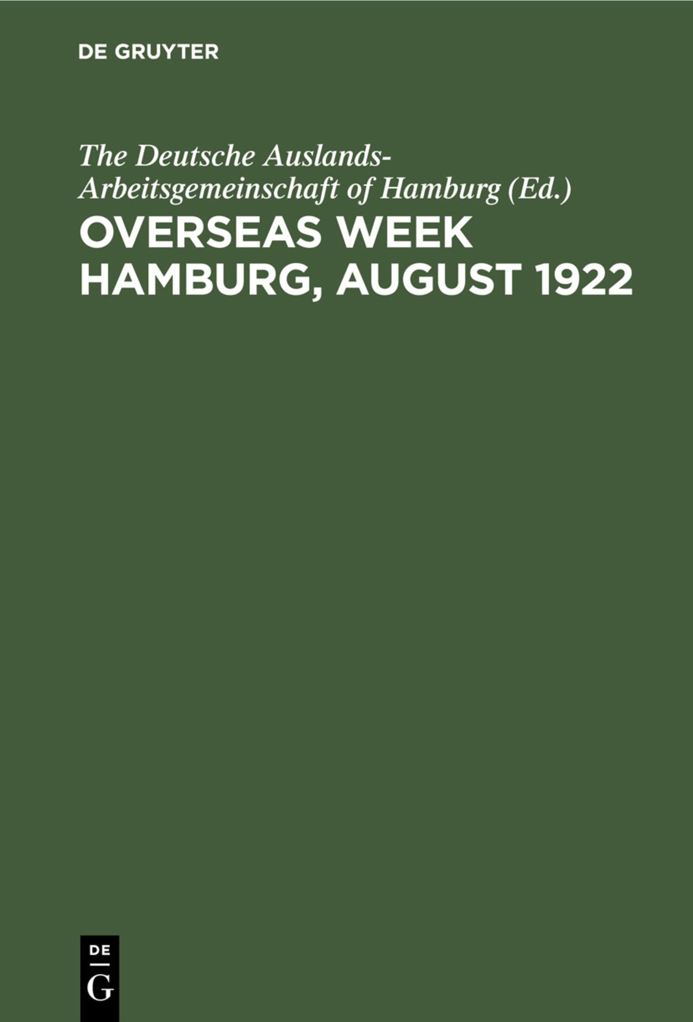 Overseas Week Hamburg, August 1922