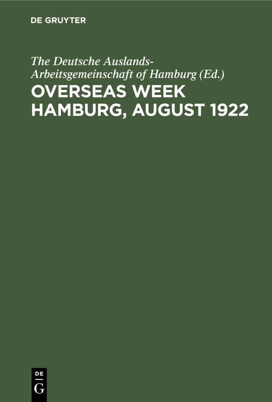 Overseas Week Hamburg, August 1922