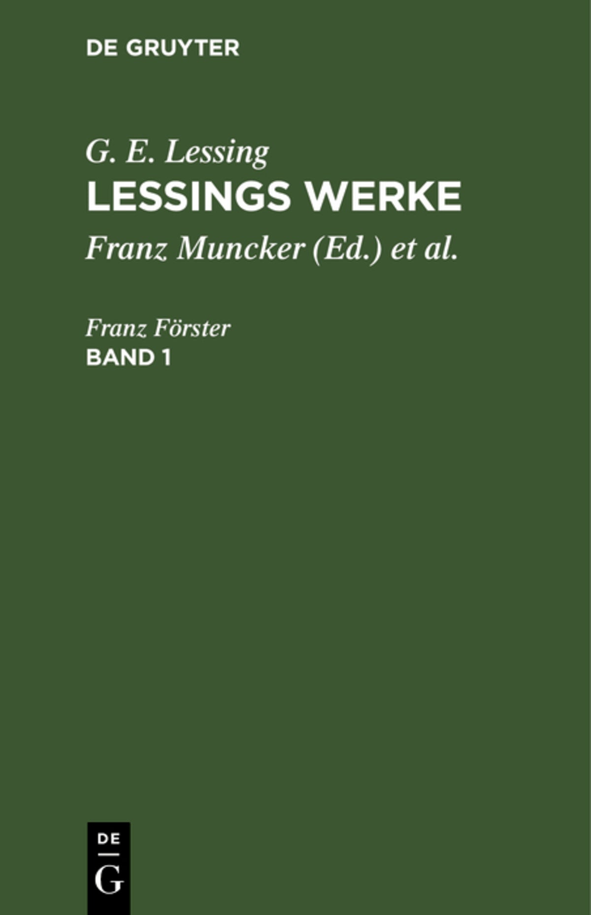 Cover image for G. E. Lessing: Lessings Werke. Band 1 ISBN 9783112344033