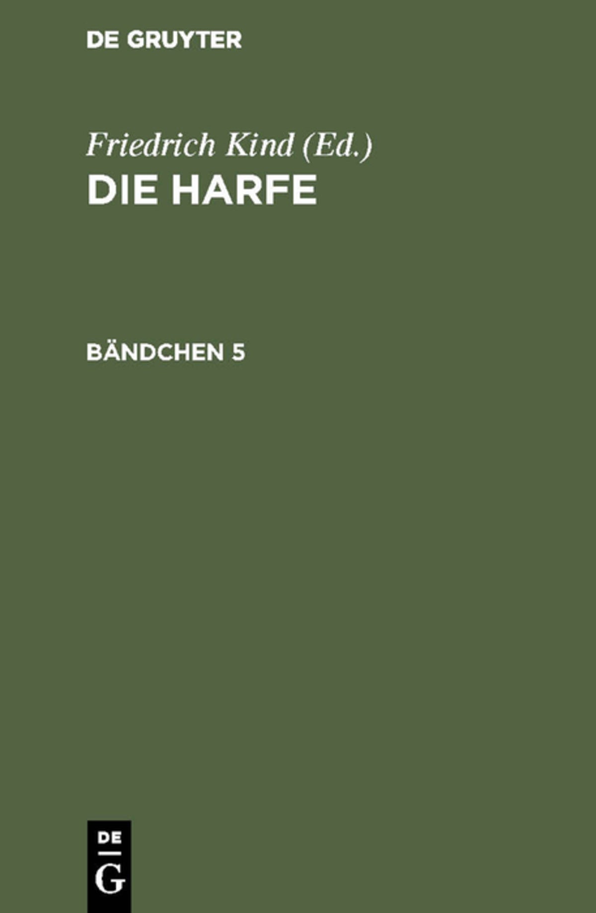 Cover image for Die Harfe. Bändchen 5 ISBN 9783111194653