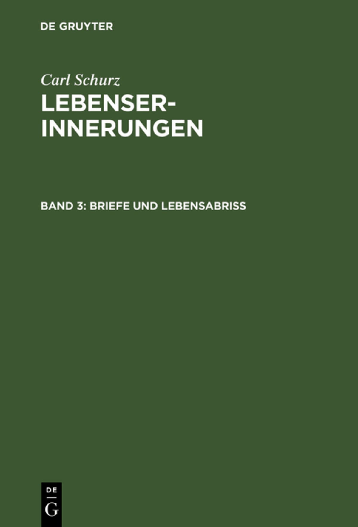 Cover image for Briefe und Lebensabriß ISBN 9783111073095