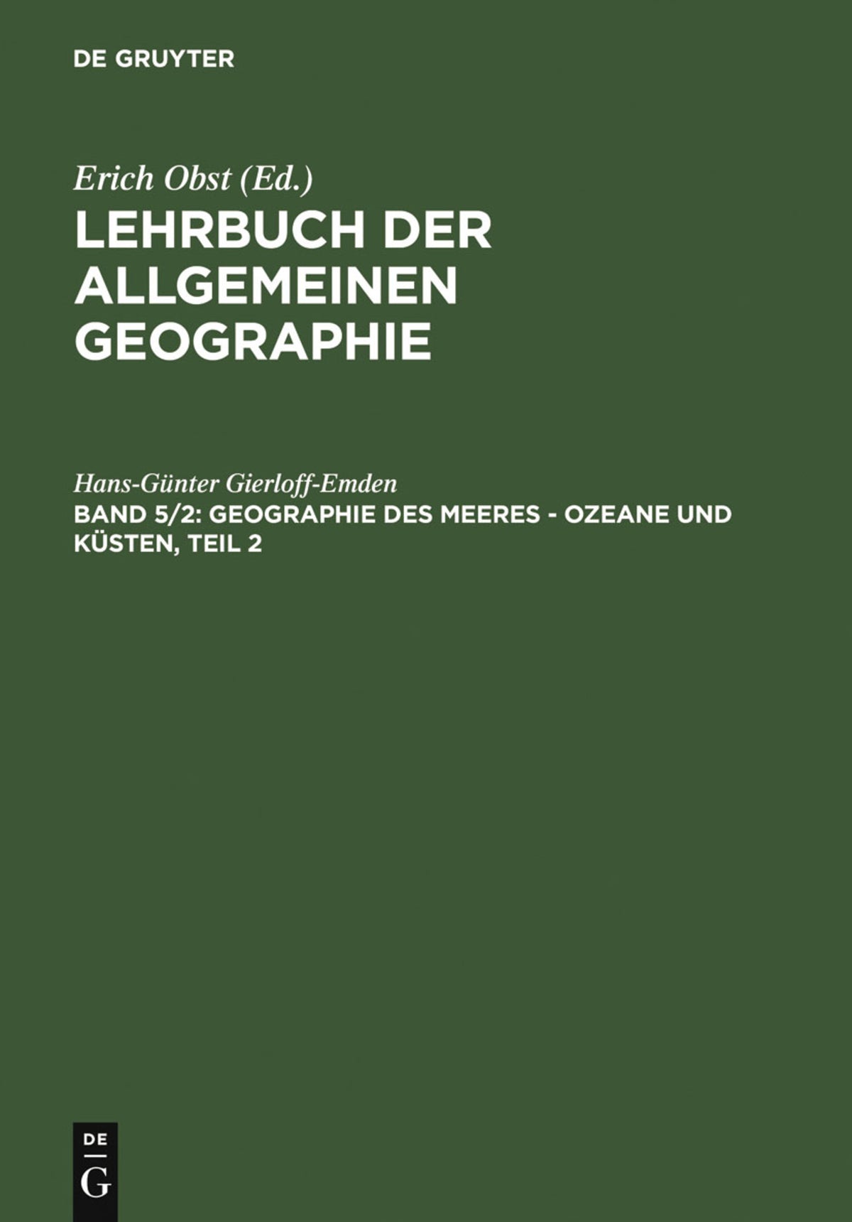 Cover image for Geographie des Meeres – Ozeane und Küsten, Teil 2 ISBN 9783110079111
