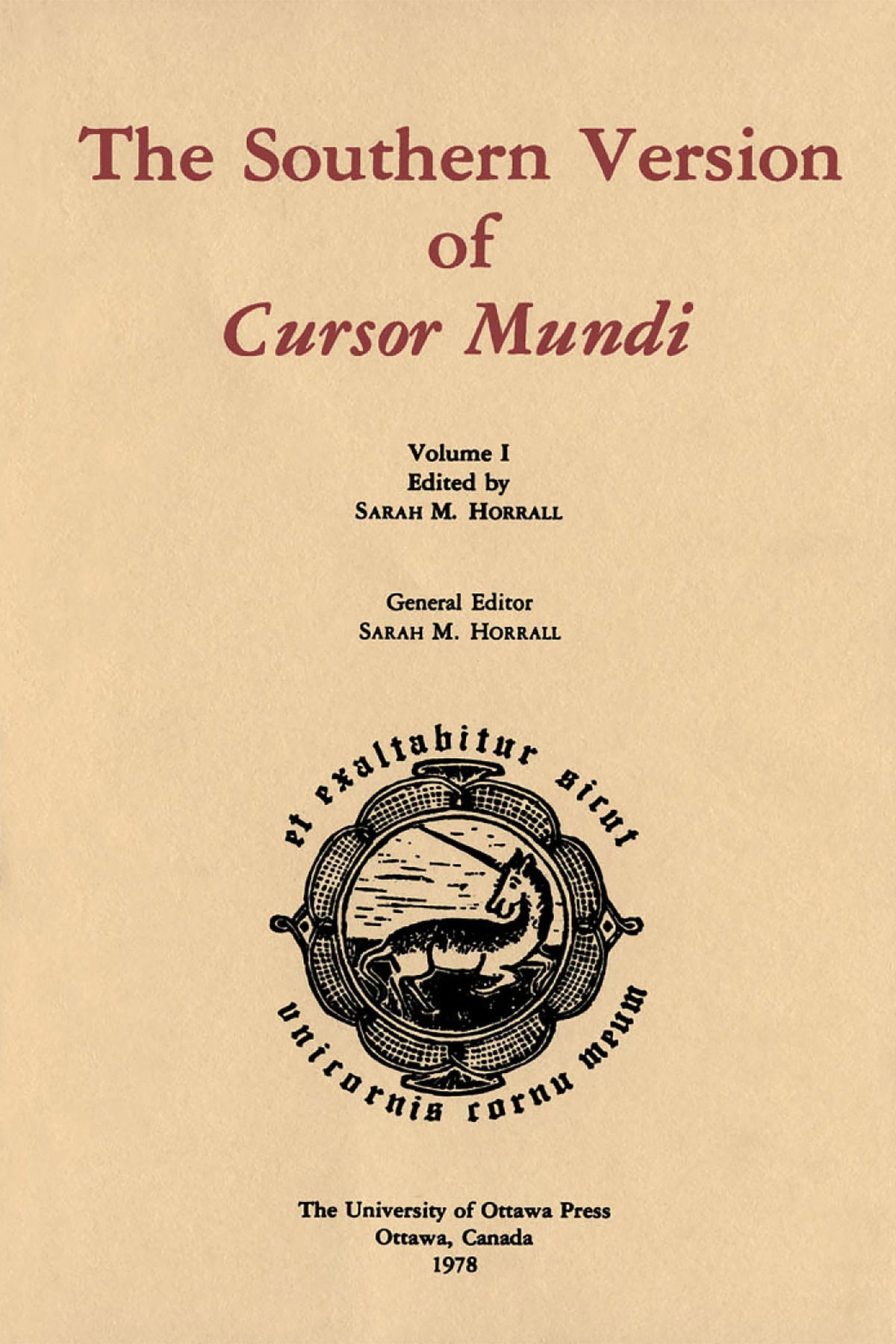 Cover image for The Southern Version of Cursor Mundi, Vol. I ISBN 9780776648057