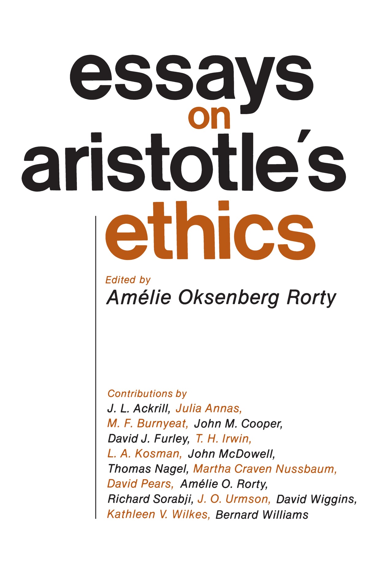 Cover image for Essays on Aristotle's Ethics ISBN 9780520340985