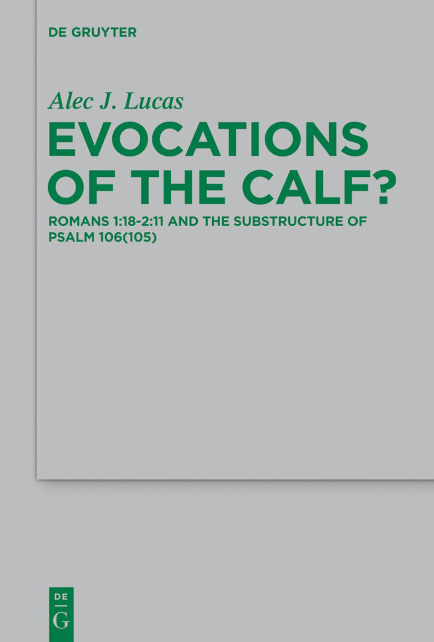 Cover image for Evocations of the Calf? ISBN 9783110347357
