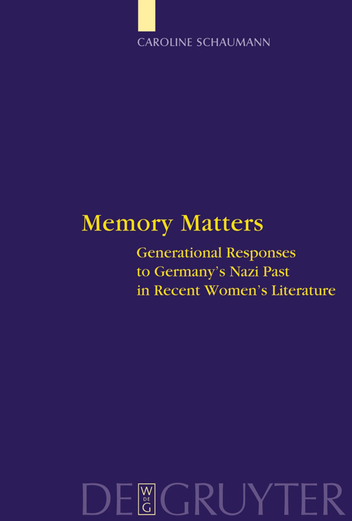 Cover image for Memory Matters ISBN 9783110202434
