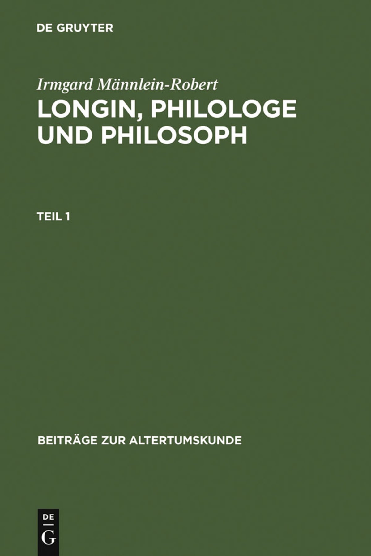 Cover image for Longin, Philologe und Philosoph ISBN 9783598776922