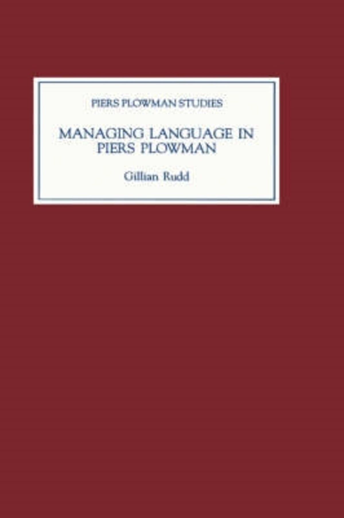 Cover image for Managing Language in Piers Plowman ISBN 9780859913928