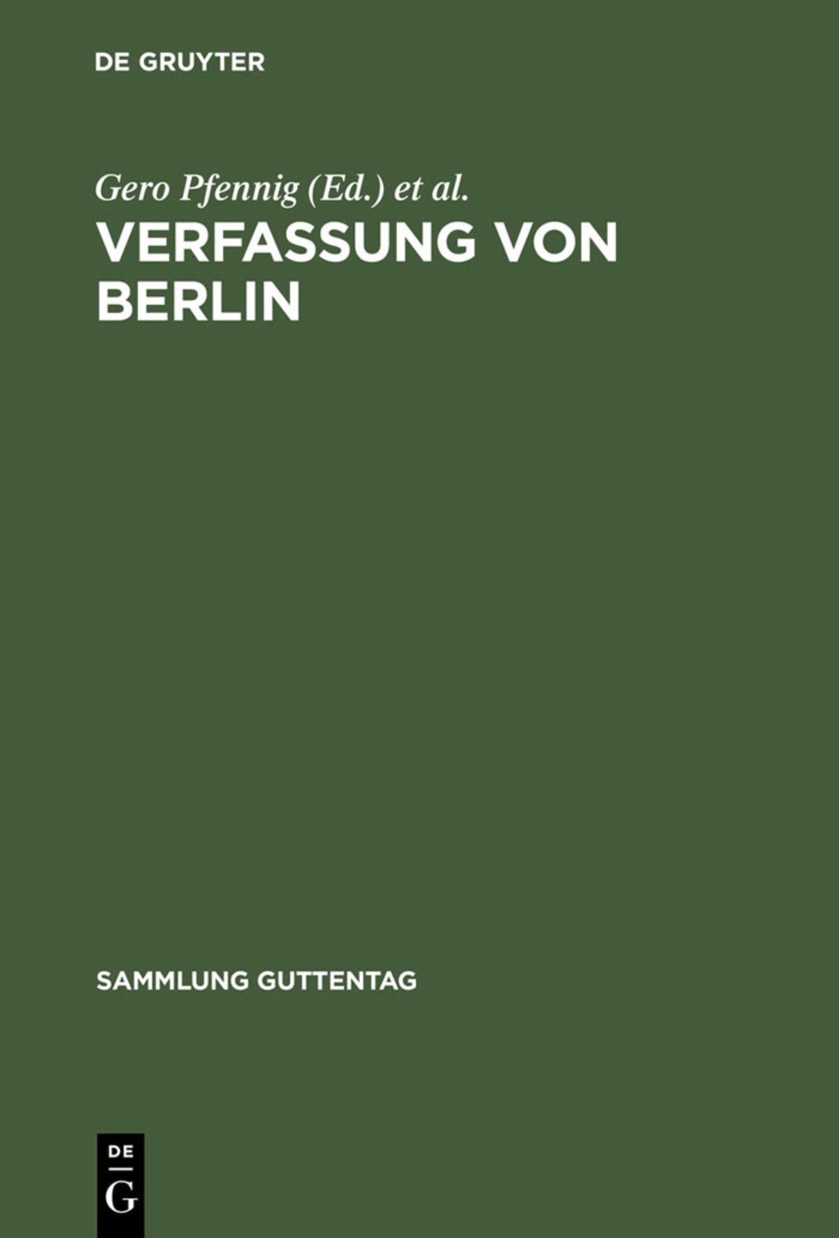 Cover image for Verfassung von Berlin ISBN 9783110155242