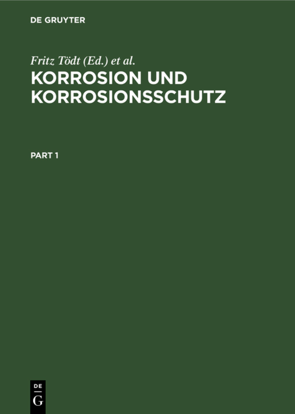 Cover image for Korrosion und Korrosionsschutz ISBN 9783111141183