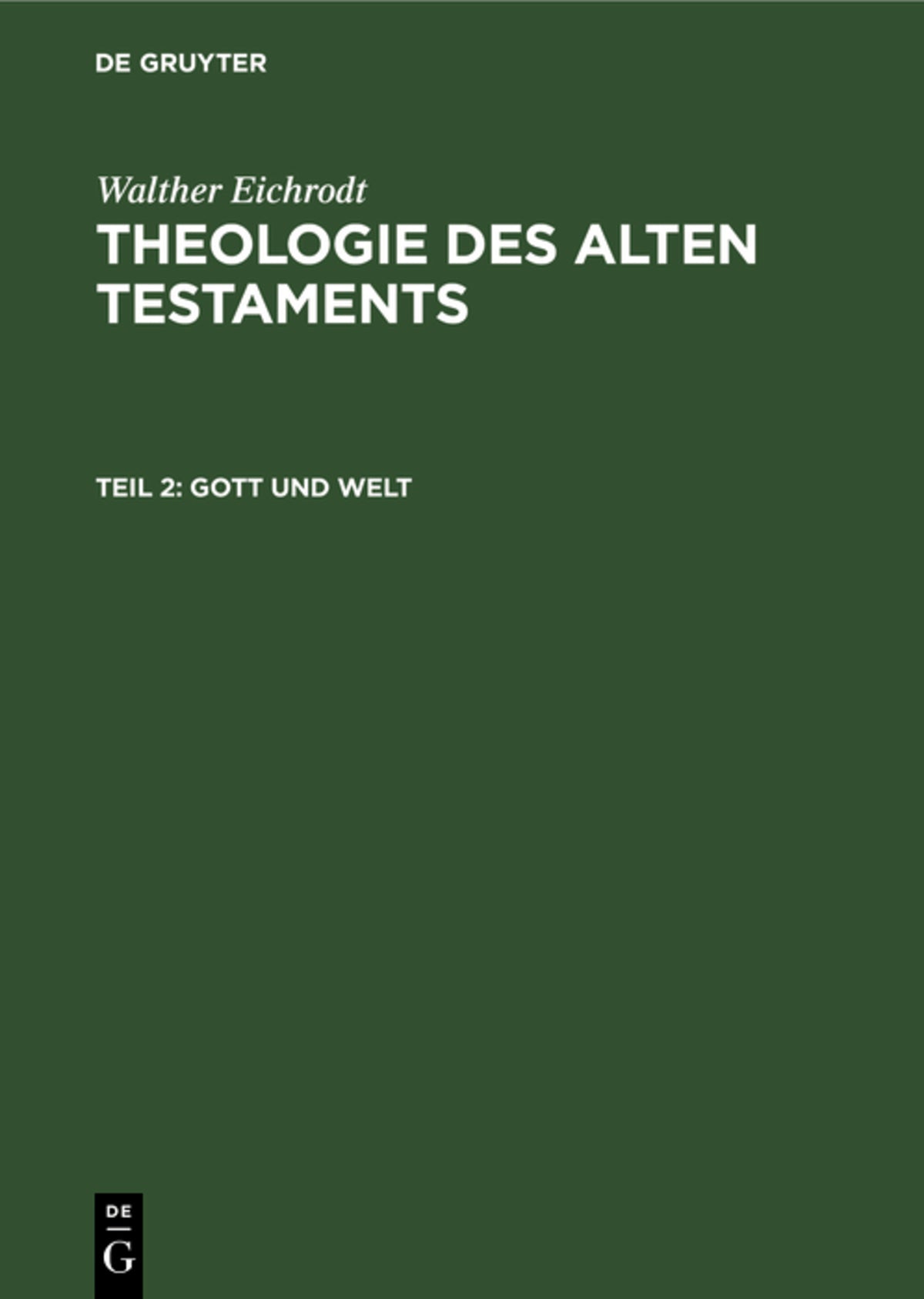 Cover image for Gott und Welt ISBN 9783112486733