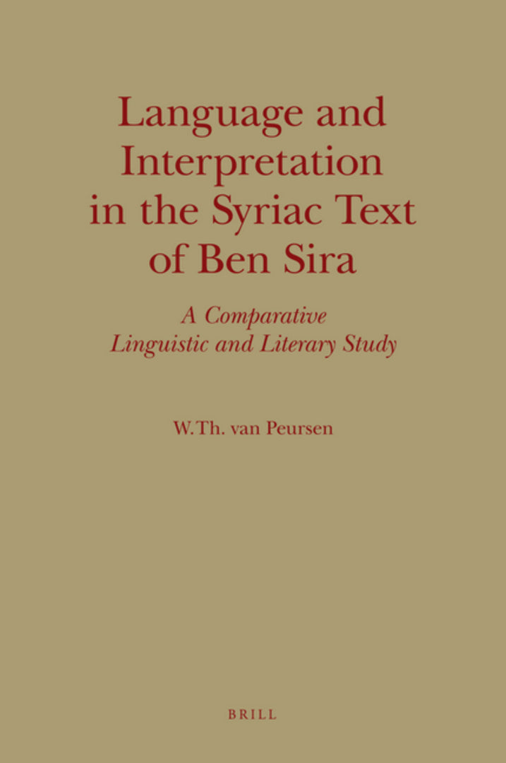 Cover image for Language and Interpretation in the Syriac Text of Ben Sira ISBN 9789004163942