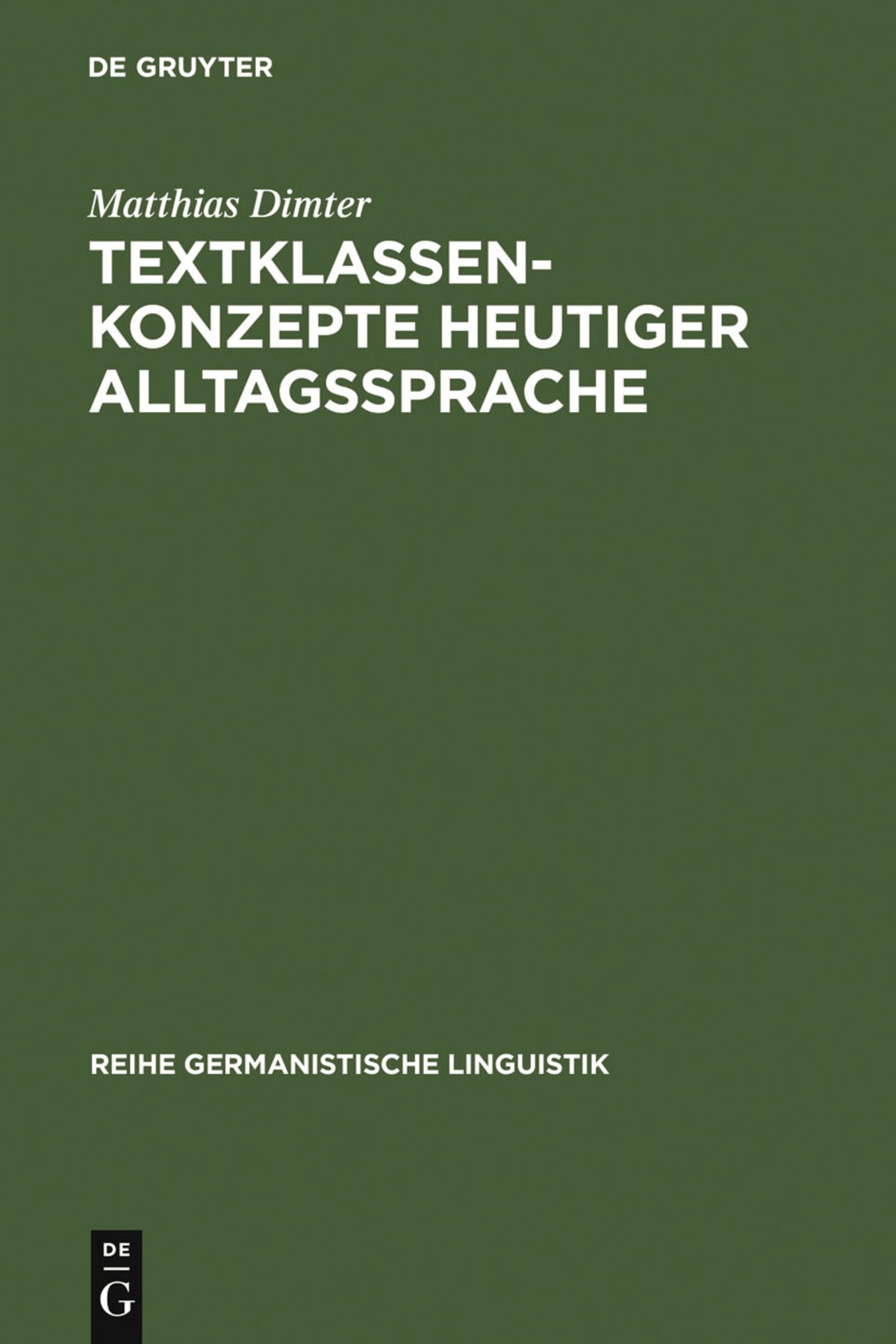Cover image for Textklassenkonzepte heutiger Alltagssprache ISBN 9783484310322