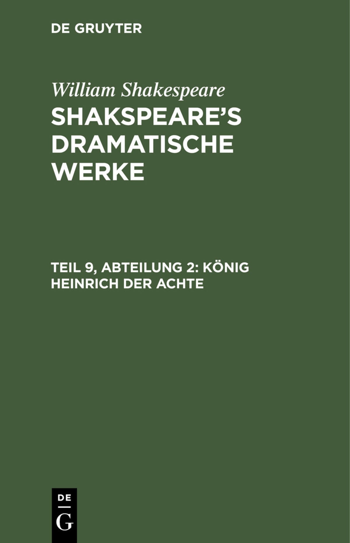 Cover image for König Heinrich der Achte ISBN 9783112430712
