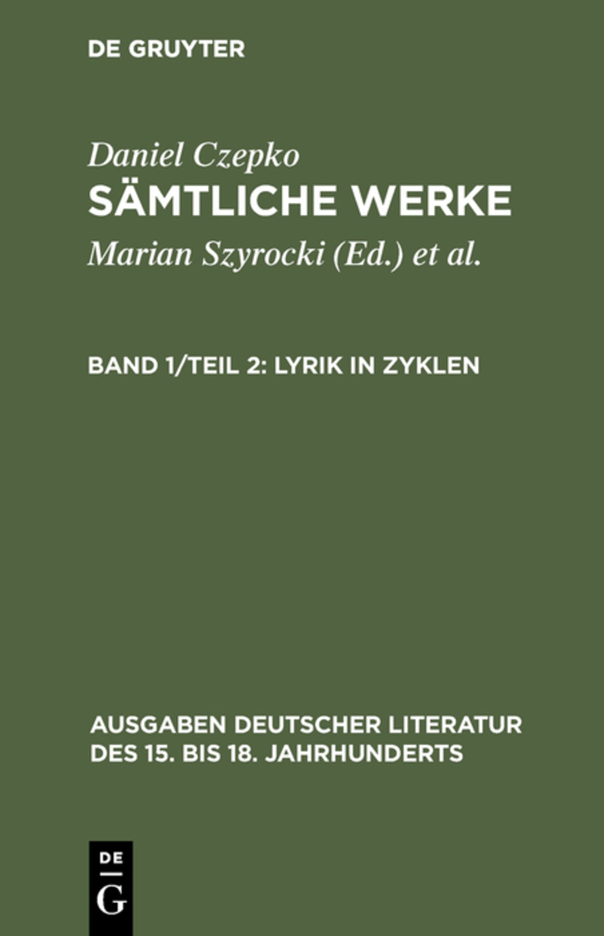 Cover image for Lyrik in Zyklen ISBN 9783110122510