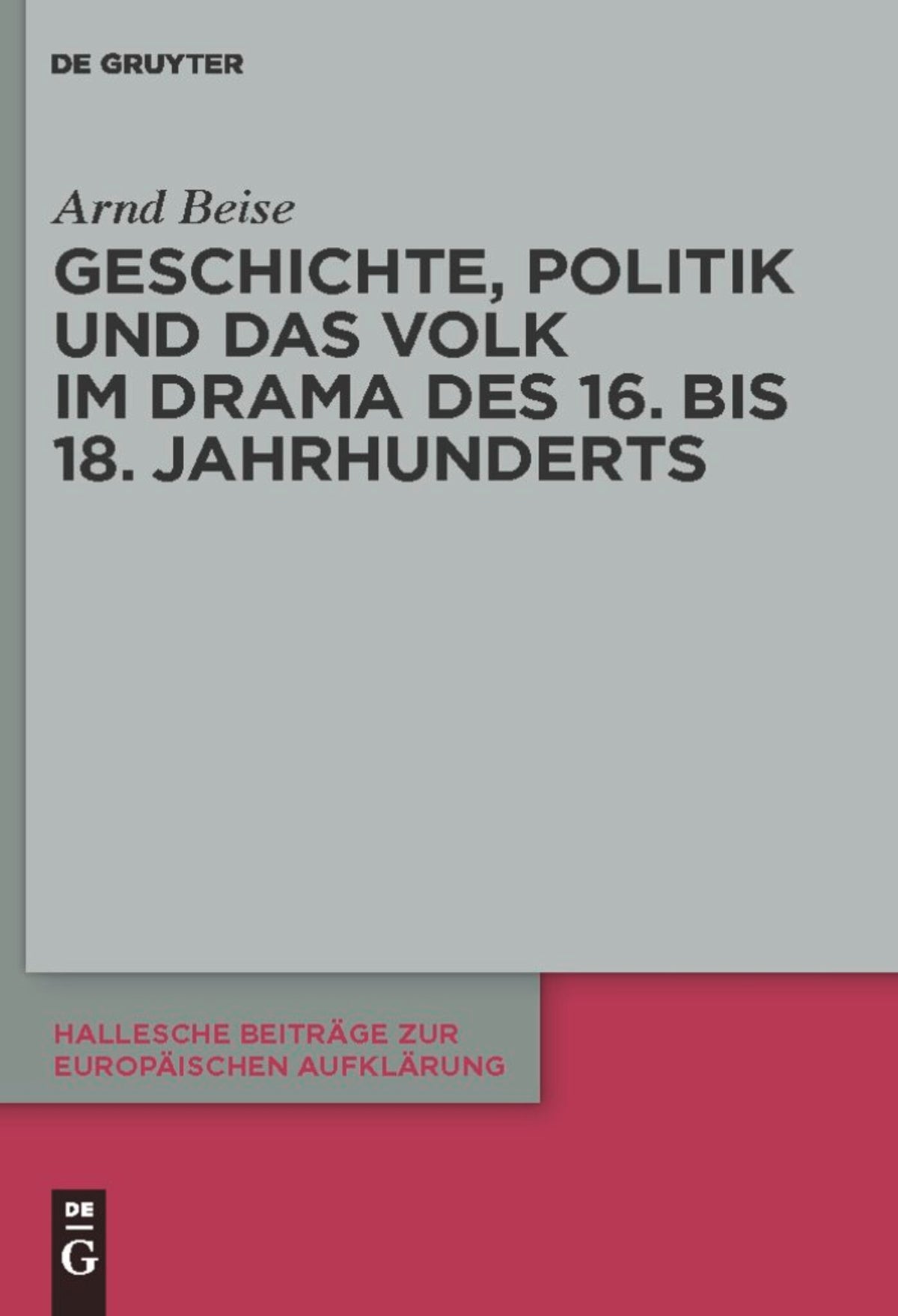 Cover image for Geschichte, Politik und das Volk im Drama des 16. bis 18. Jahrhunderts ISBN 9783110234121