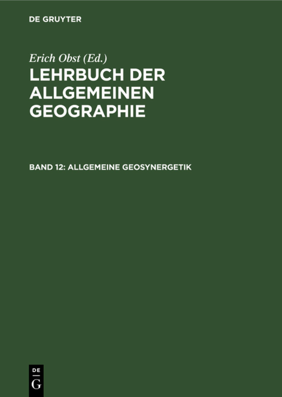 Cover image for Allgemeine Geosynergetik ISBN 9783110016352