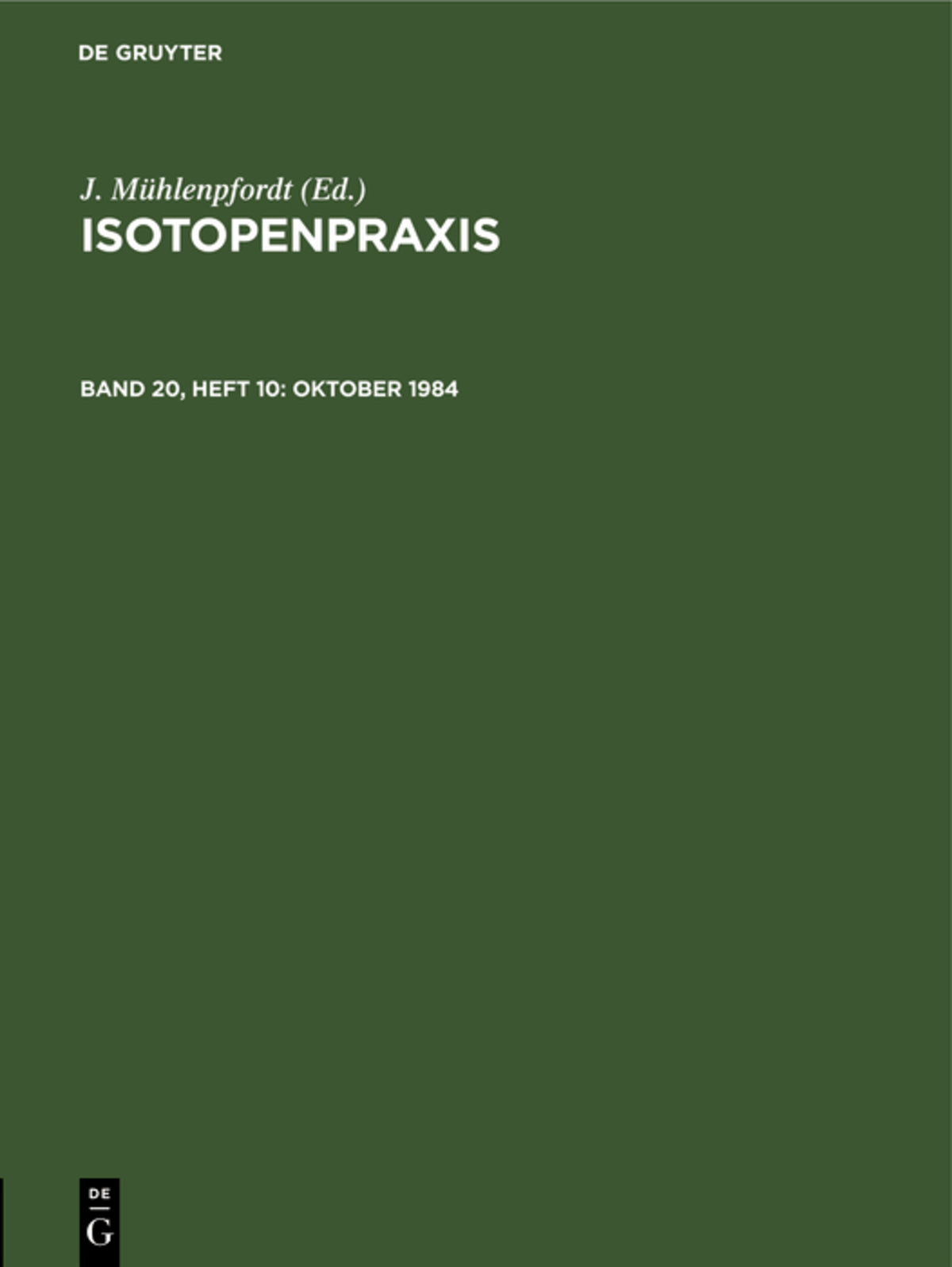 Cover image for Oktober 1984 ISBN 9783112524459