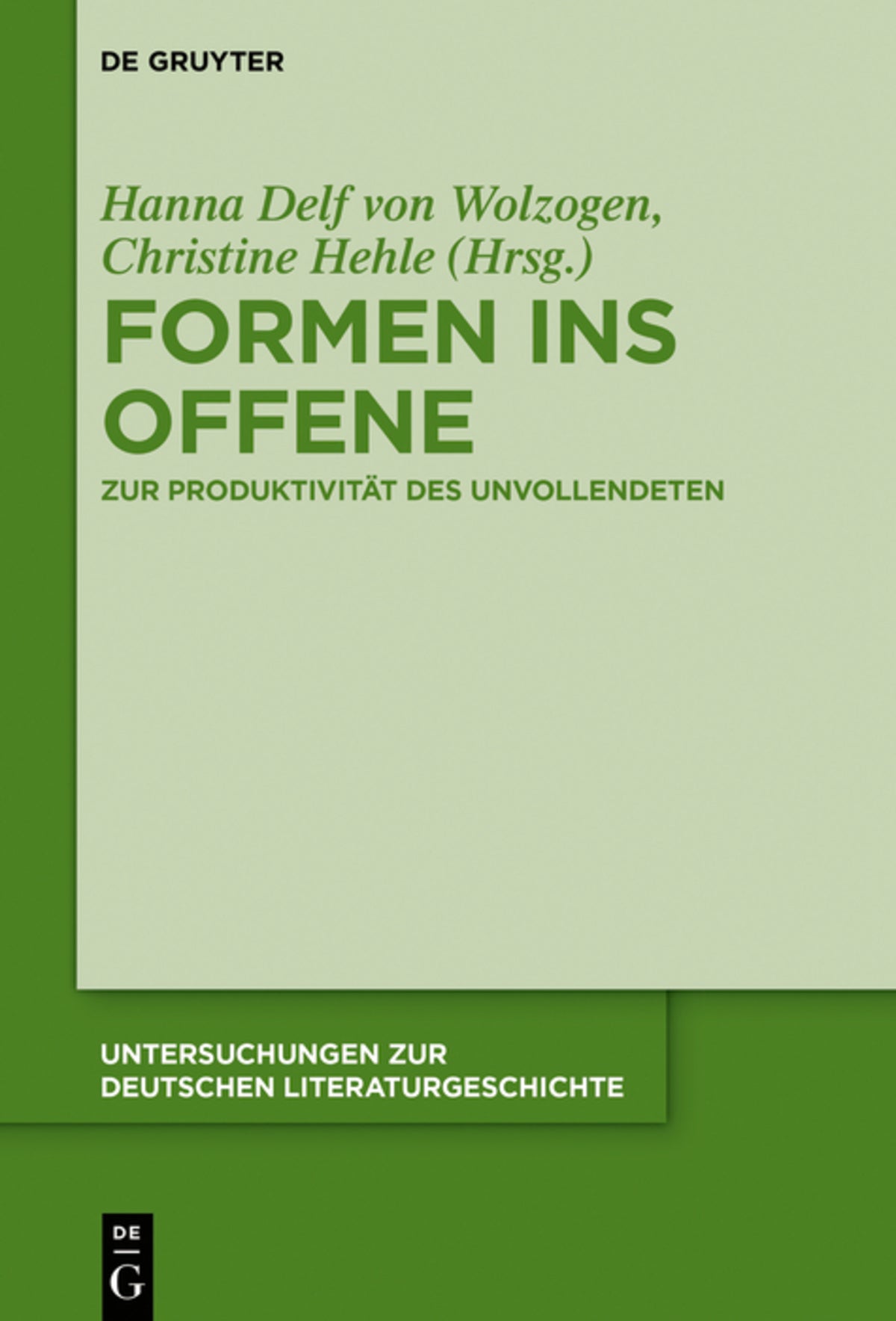 Cover image for Formen ins Offene ISBN 9783110537703
