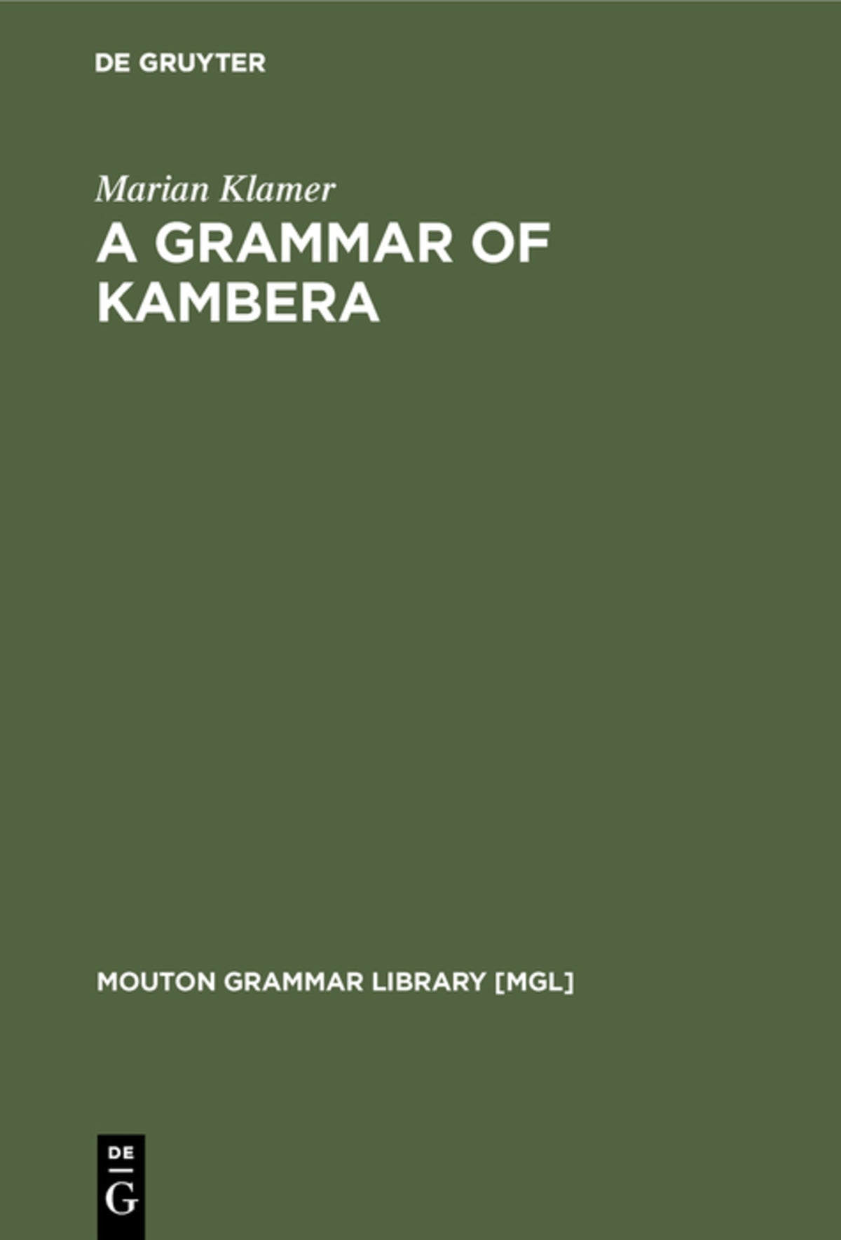 Cover image for A Grammar of Kambera ISBN 9783110161878