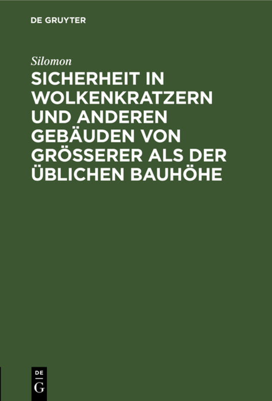 Sicherheit in Wolkenkratzern und anderen Gebäuden von größerer als der üblichen Bauhöhe