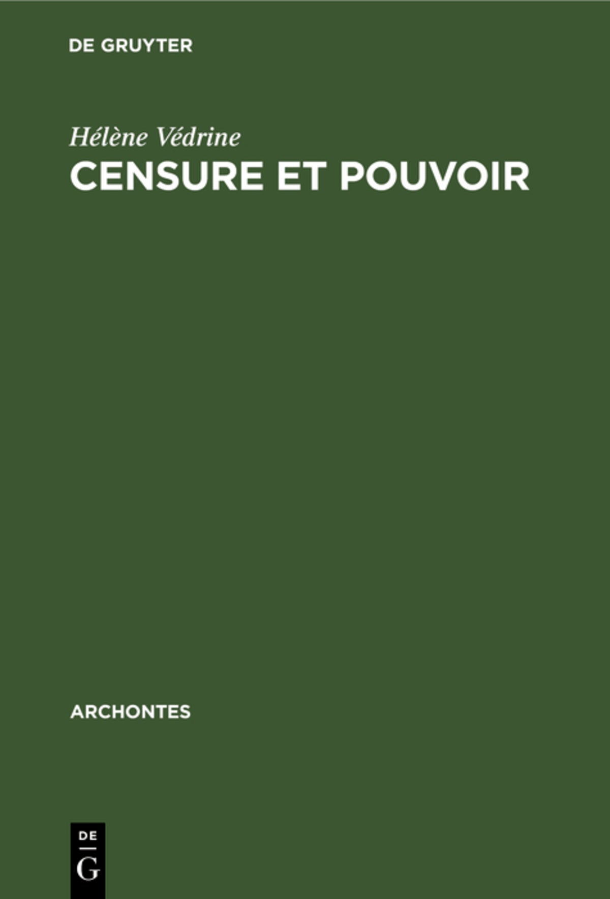 Cover image for Censure et Pouvoir ISBN 9789027975478