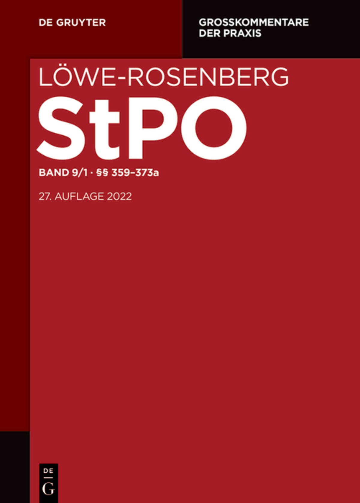 Cover image for §§ 359-373a ISBN 9783110274790