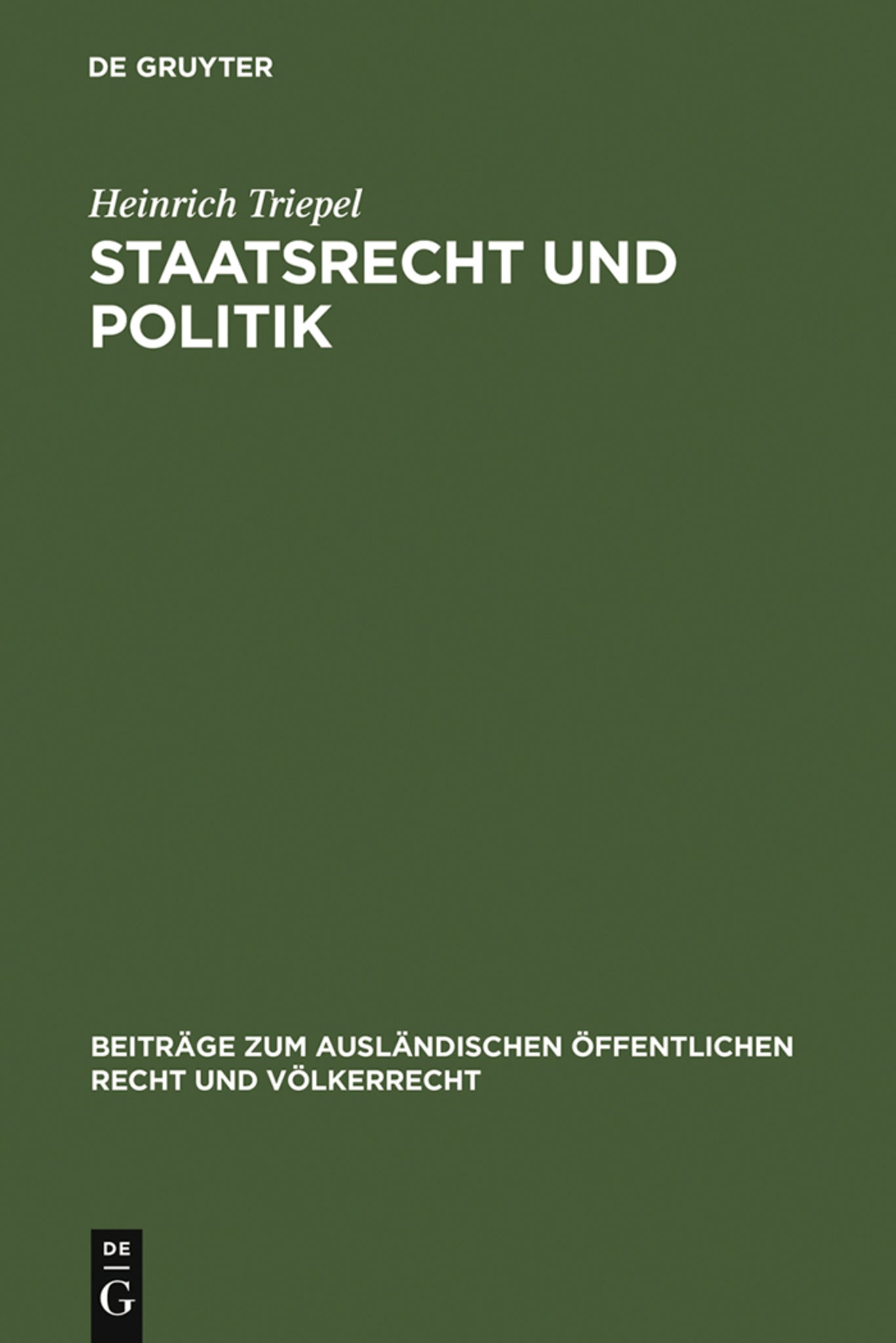 Cover image for Staatsrecht und Politik ISBN 9783111049717