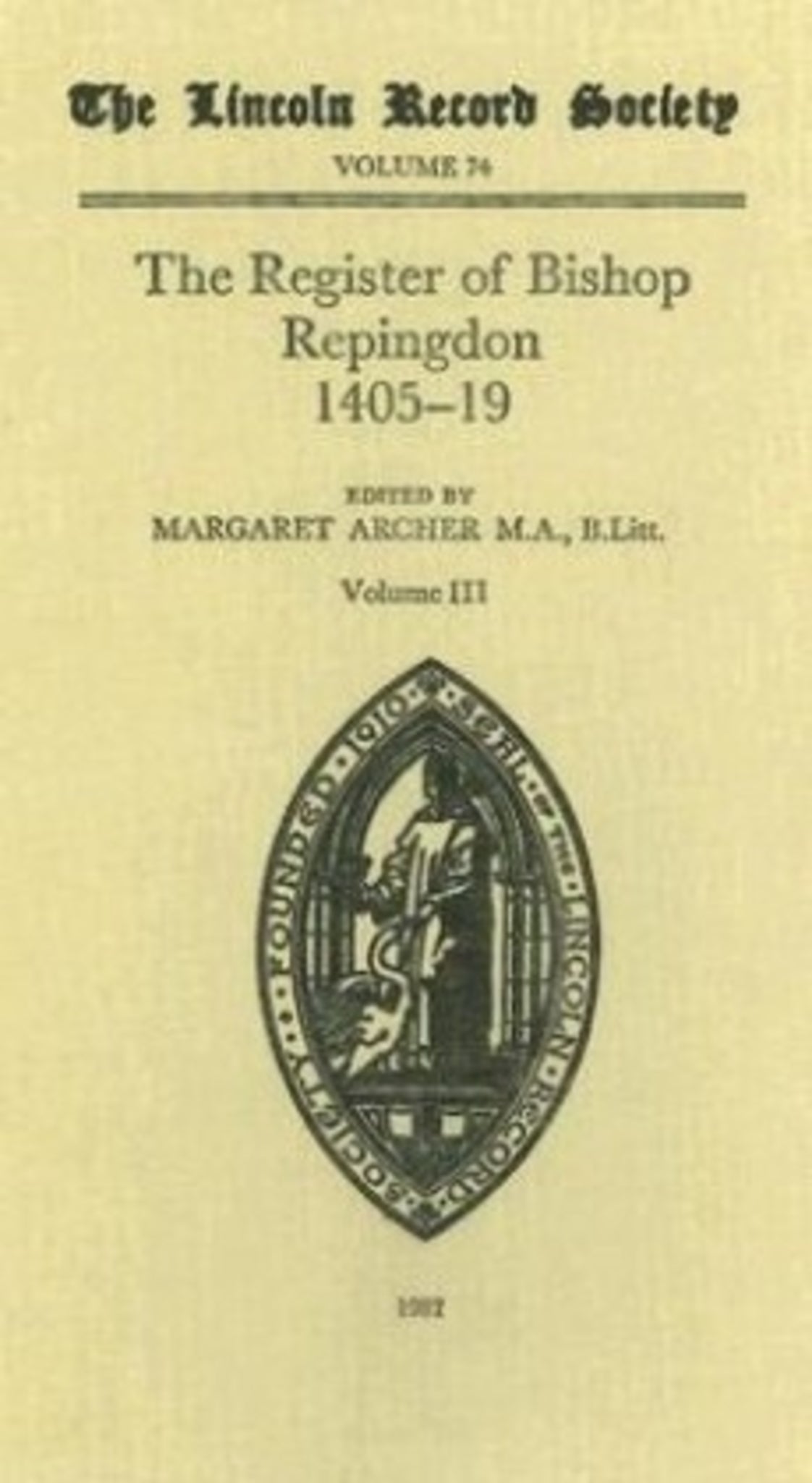 Cover image for Register of Bishop Philip Repingdon 1405-1419 ISBN 9780901503473