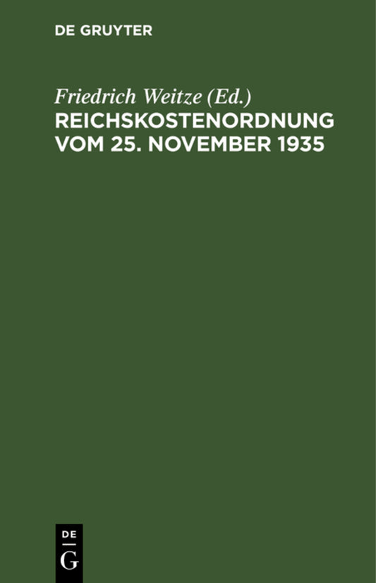 Reichskostenordnung vom 25. November 1935