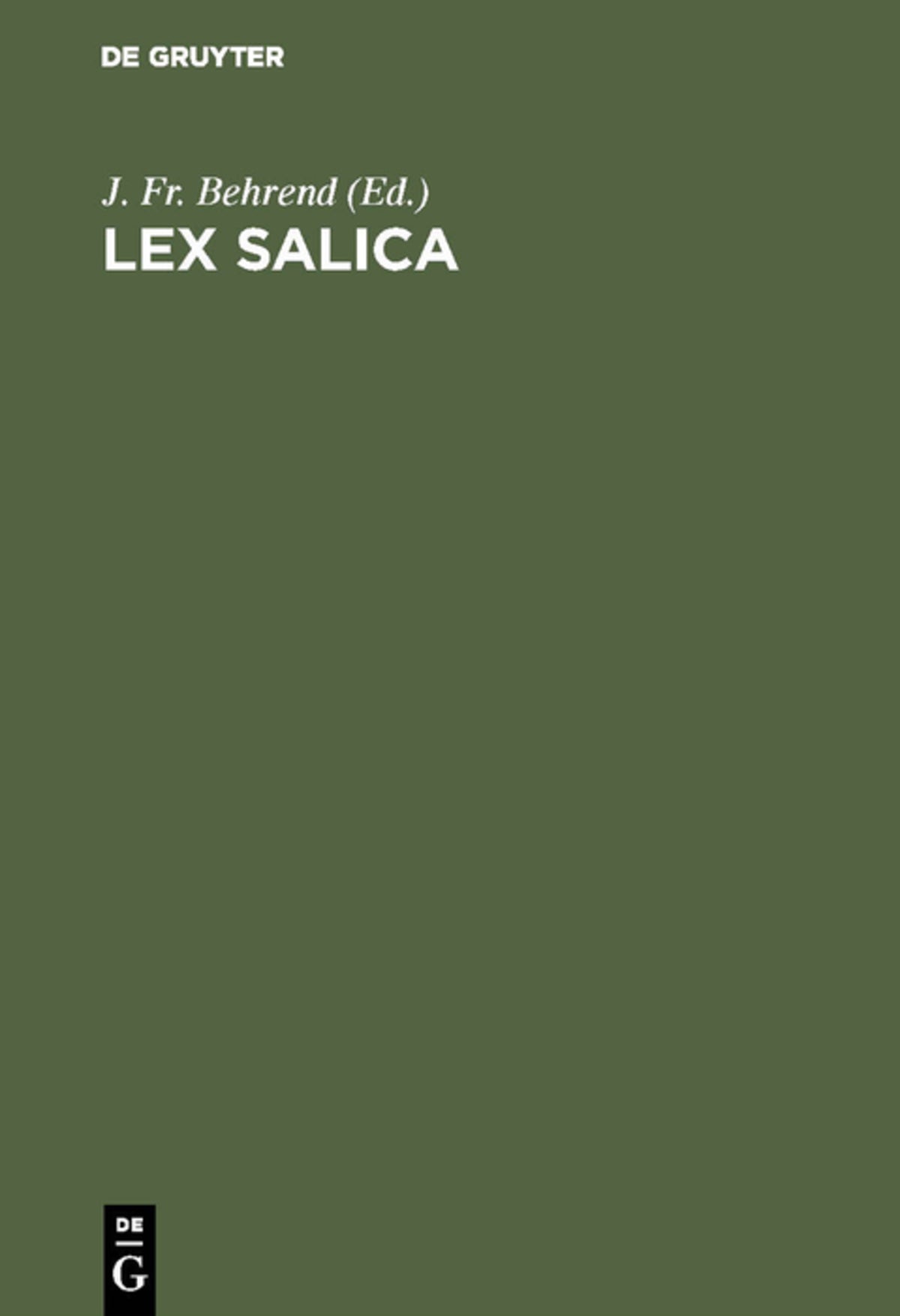 Cover image for Lex Salica ISBN 9783111177052