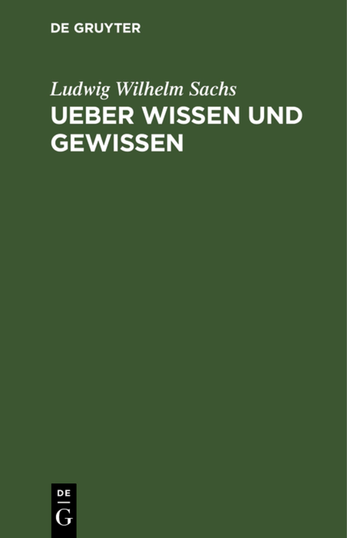 Cover image for Ueber Wissen und Gewissen ISBN 9783111116099
