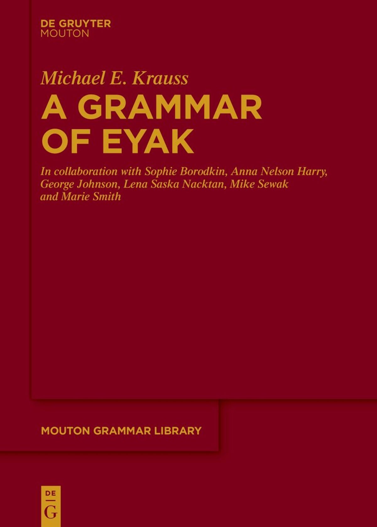 Cover image for A Grammar of Eyak ISBN 9783110739428