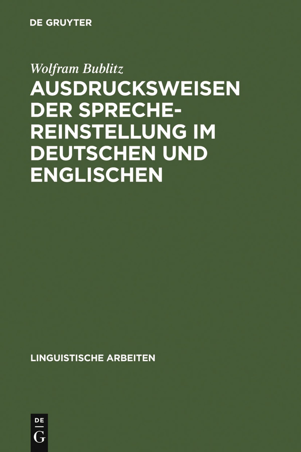 Cover image for Ausdrucksweisen der Sprechereinstellung im Deutschen und Englischen ISBN 9783484102958