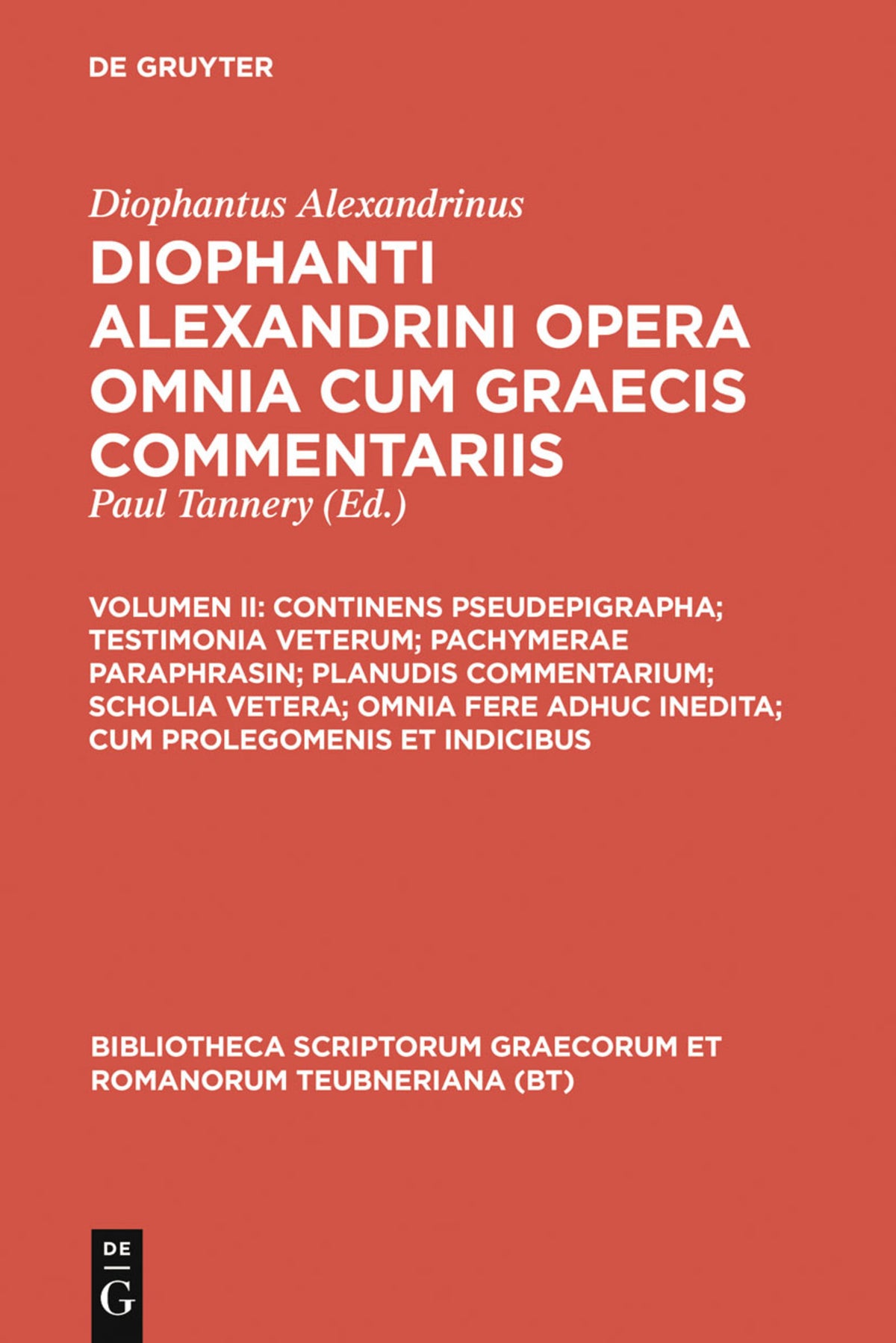 Cover image for Continens pseudepigrapha; testimonia veterum; pachymerae paraphrasin; planudis commentarium; scholia vetera; omnia fere adhuc inedita; cum prolegomenis et indicibus ISBN 9783598712937