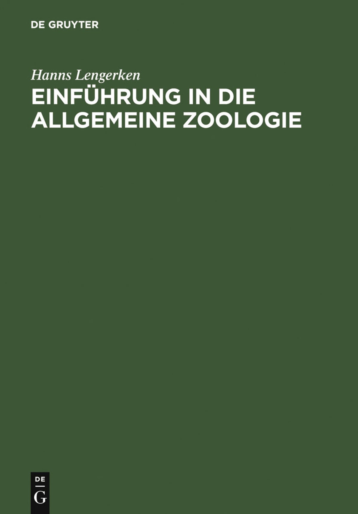 Cover image for Einführung in die allgemeine Zoologie ISBN 9783111165370
