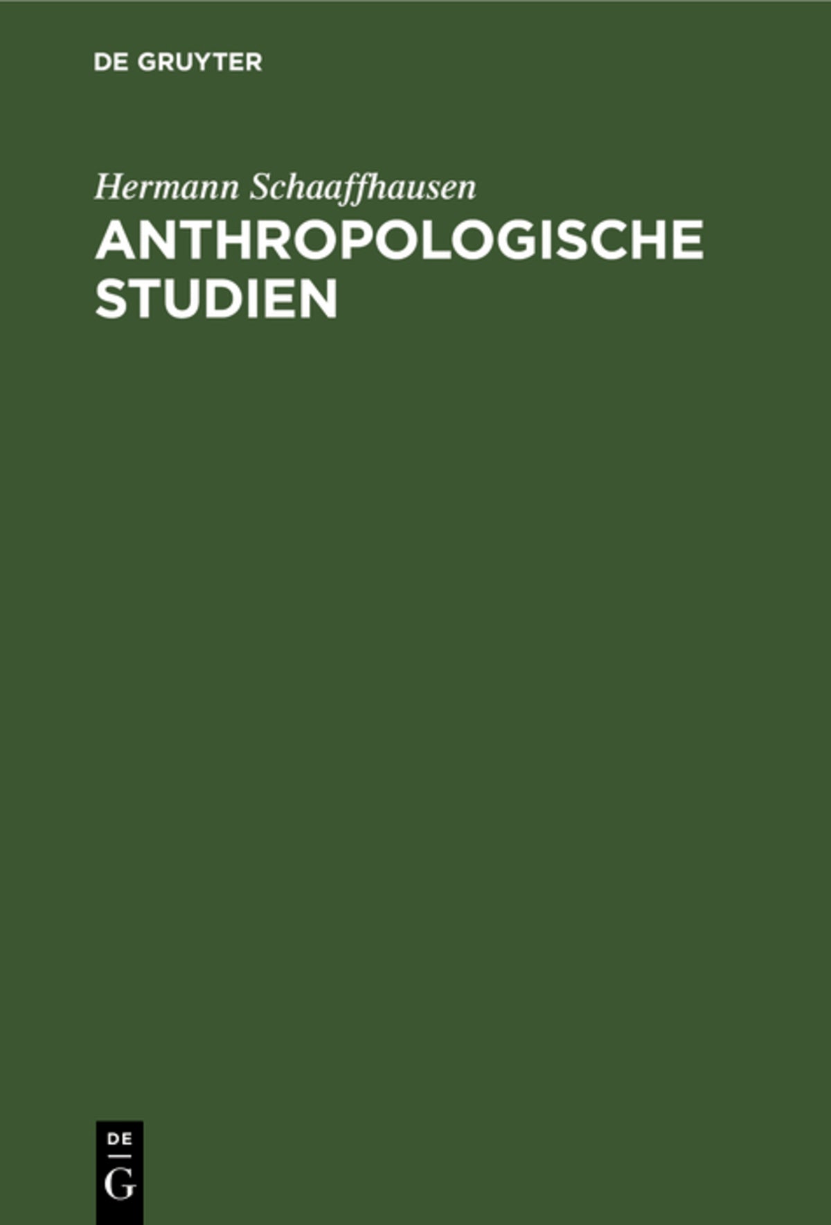 Cover image for Anthropologische Studien ISBN 9783112690970