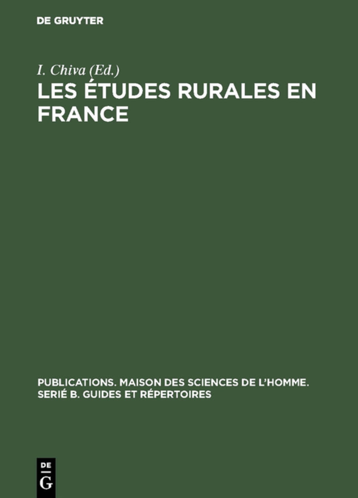 Cover image for Les études rurales en France ISBN 9783111187136