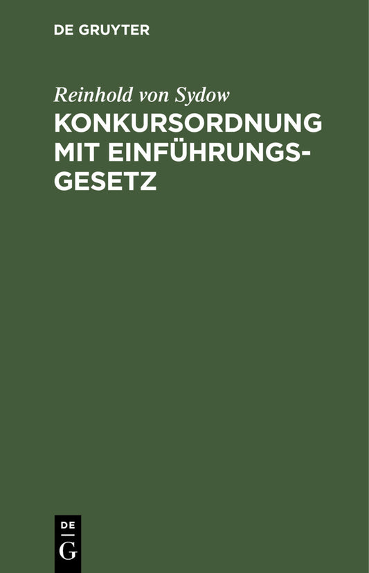 Konkursordnung mit Einführungsgesetz